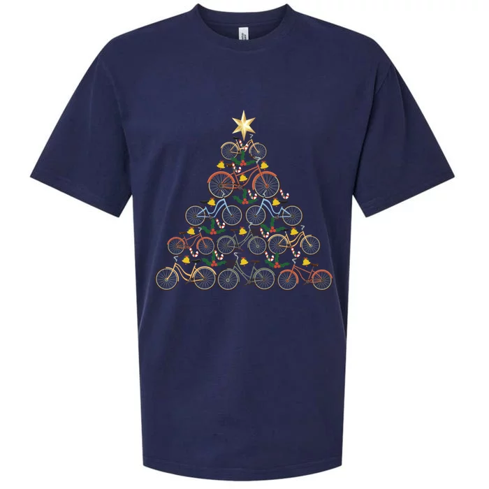 Bicycle Christmas Tree Funny Biker Bicyclist Xmas For Family Funny Gift Sueded Cloud Jersey T-Shirt