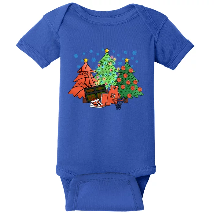 Basketball Christmas Trees Funny Merry Swishmas Basketball Gift Baby Bodysuit