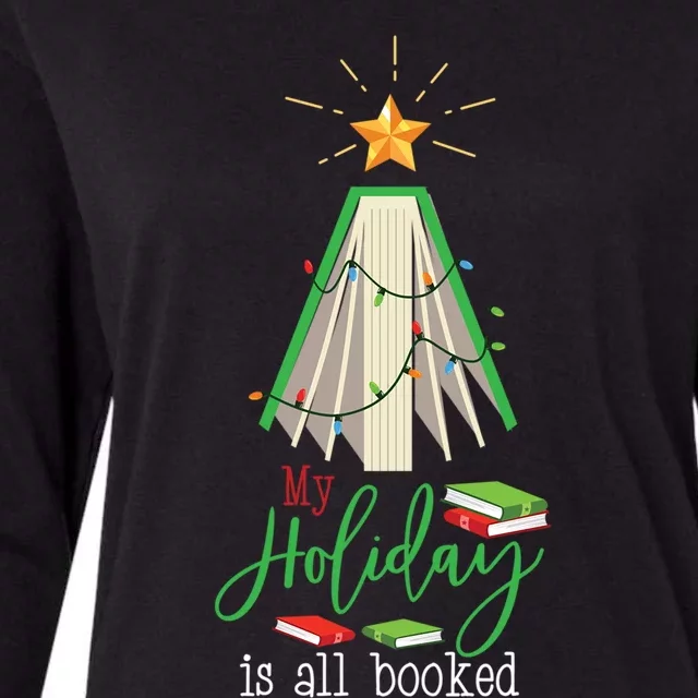 Book Christmas Tree My Holiday Is All Booked Reading Gift Womens Cotton Relaxed Long Sleeve T-Shirt