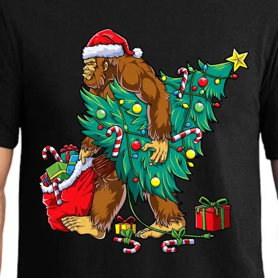 Bigfoot Christmas Tree Lights Xmas Sasquatch Lovers Pajama Set