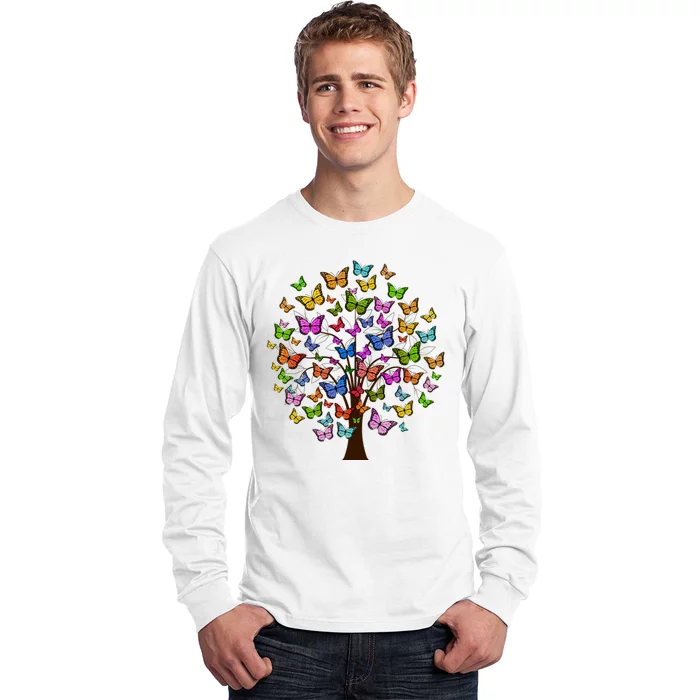 Butterfly Colorful Tree Long Sleeve Shirt