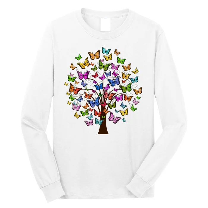 Butterfly Colorful Tree Long Sleeve Shirt