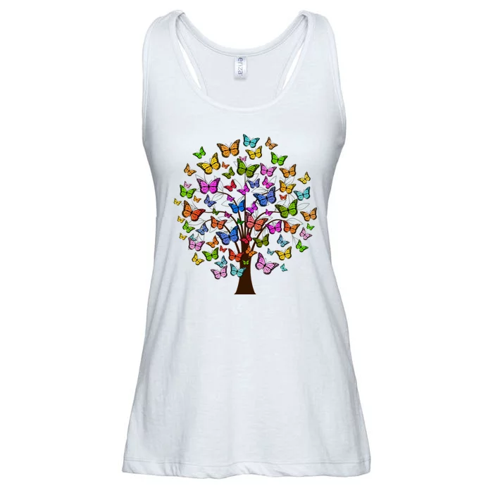 Butterfly Colorful Tree Ladies Essential Flowy Tank