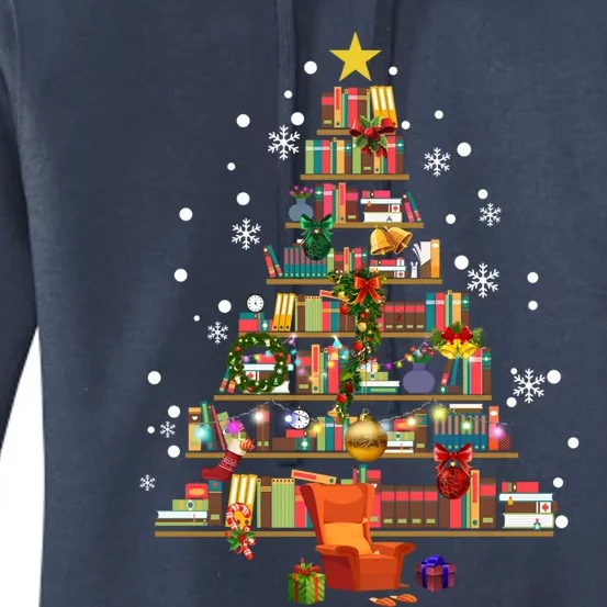 Book Christmas Tree Teacher Student Xmas Holiday Pajamas Funny Gift Women's Pullover Hoodie