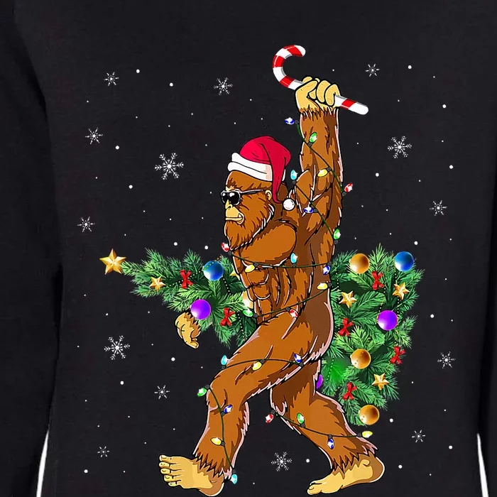 Bigfoot Christmas Tree Lights Xmas Lovers Womens California Wash Sweatshirt