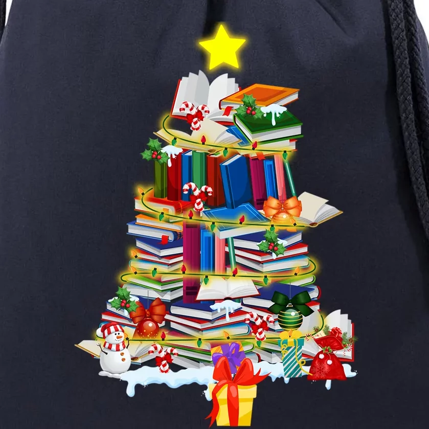 Books Christmas Tree Funny Library Xmas Librarian Pajamas Gift Drawstring Bag