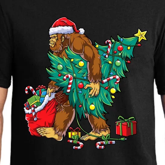 Bigfoot Christmas Tree Lights Xmas Sasquatch Lovers Pajama Set