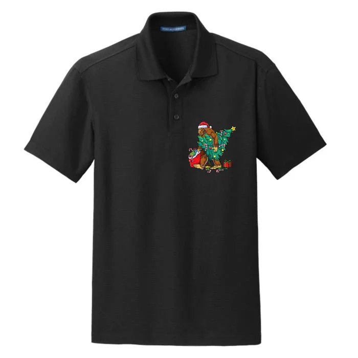 Bigfoot Christmas Tree Lights Xmas Sasquatch Lovers Dry Zone Grid Performance Polo