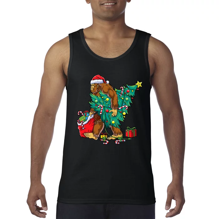 Bigfoot Christmas Tree Lights Xmas Sasquatch Lovers Tank Top