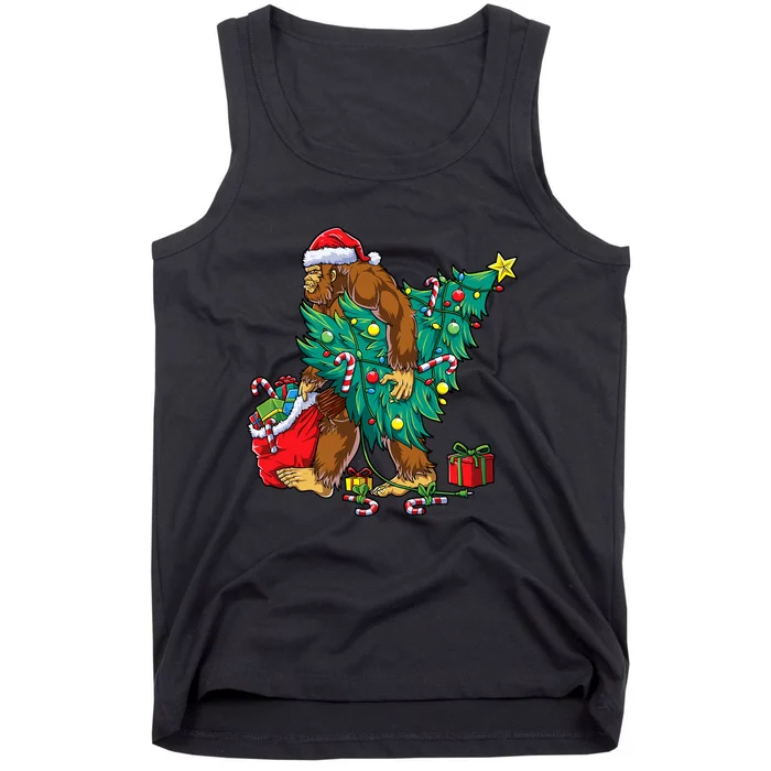 Bigfoot Christmas Tree Lights Xmas Sasquatch Lovers Tank Top