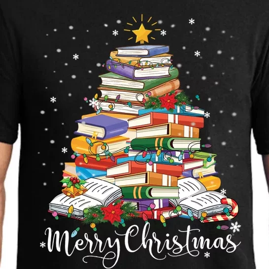 Books Christmas Tree Funny Love Reading Book Lover Librarian Gift Pajama Set