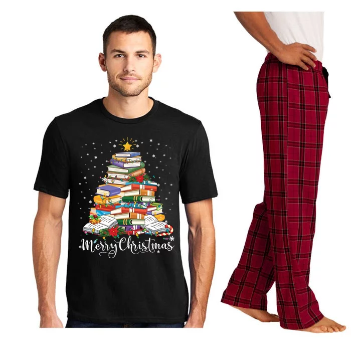 Books Christmas Tree Funny Love Reading Book Lover Librarian Gift Pajama Set