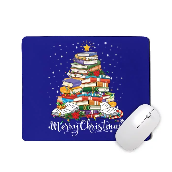 Books Christmas Tree Funny Love Reading Book Lover Librarian Gift Mousepad