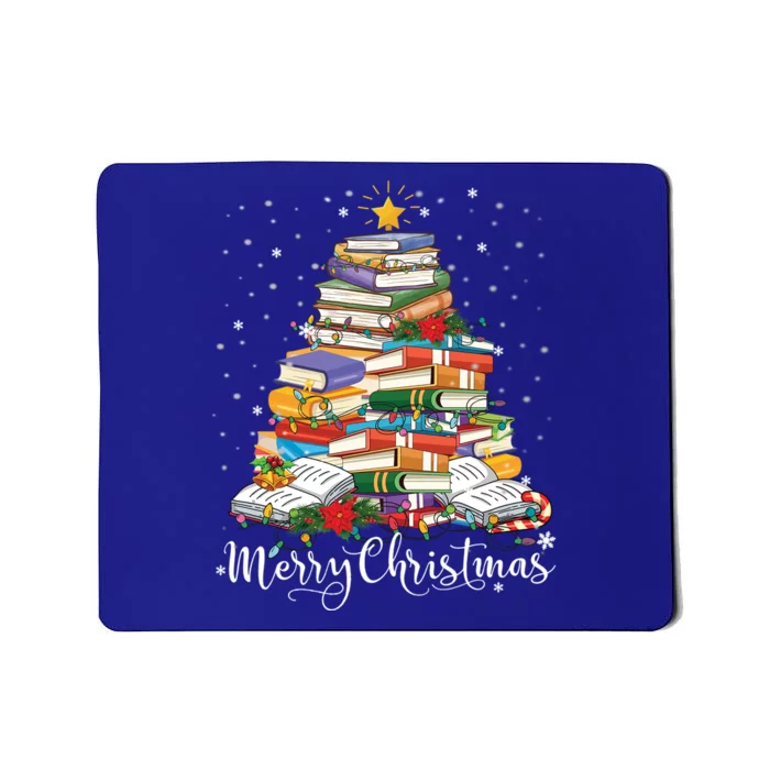 Books Christmas Tree Funny Love Reading Book Lover Librarian Gift Mousepad