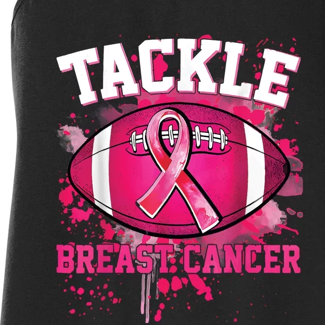 Breast Cancer Tackle Football Women's Racerback Tank