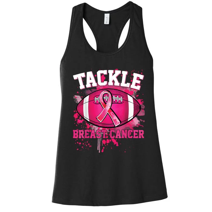 Breast Cancer Tackle Football Women's Racerback Tank