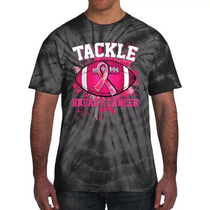 Breast Cancer Tackle Football Tie-Dye T-Shirt