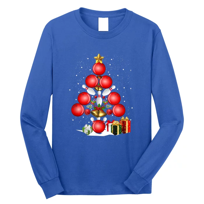 Bowling Christmas Tree Lights Gift Bowling Decorations Xmas Meaningful Gift Long Sleeve Shirt