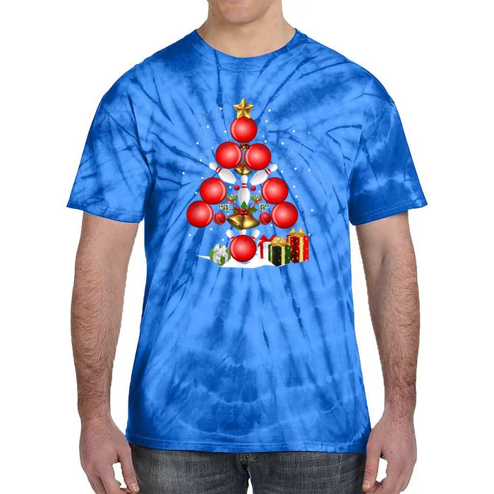 Bowling Christmas Tree Lights Gift Bowling Decorations Xmas Meaningful Gift Tie-Dye T-Shirt