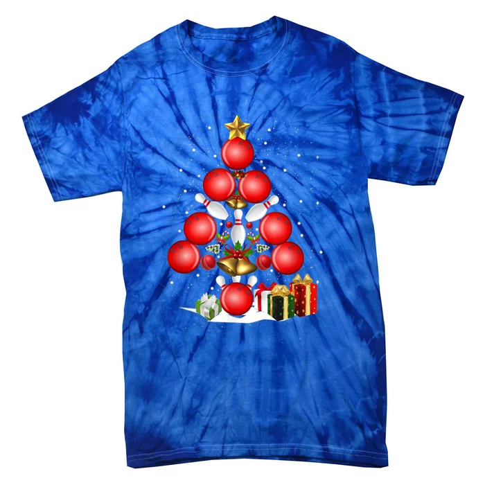 Bowling Christmas Tree Lights Gift Bowling Decorations Xmas Meaningful Gift Tie-Dye T-Shirt