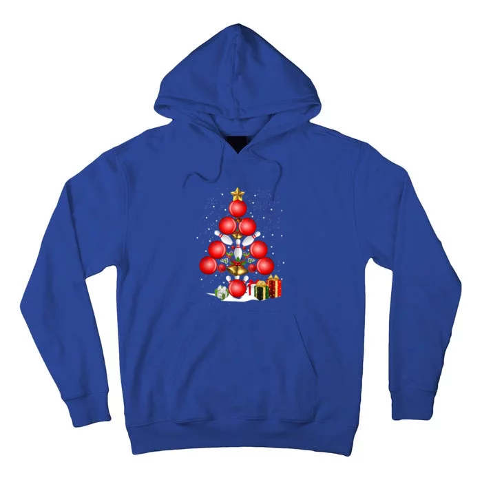 Bowling Christmas Tree Lights Gift Bowling Decorations Xmas Meaningful Gift Tall Hoodie