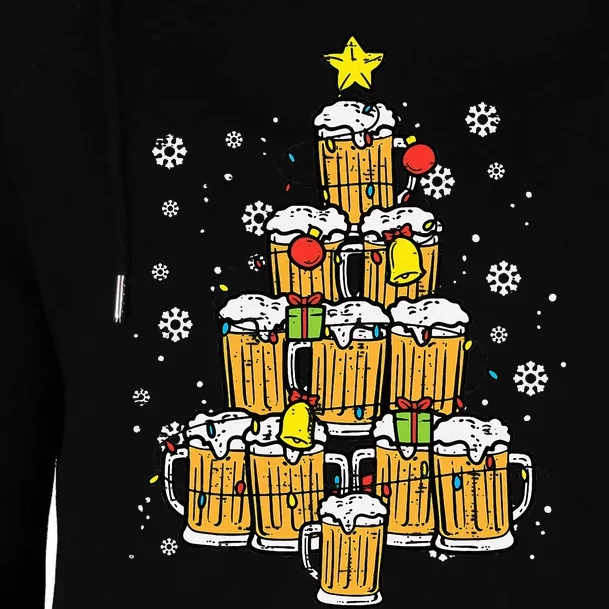 Beer Christmas Tree Xmas Brew Dad Womens Funnel Neck Pullover Hood