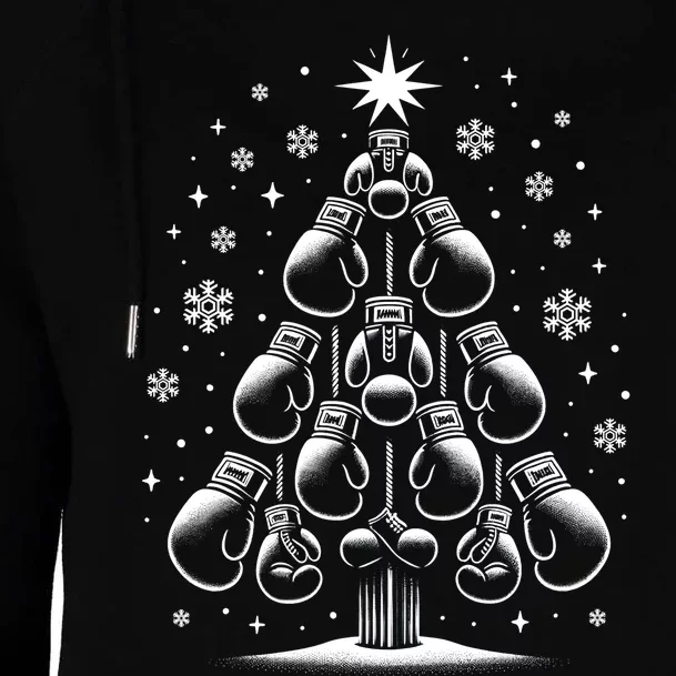 Boxing Christmas Tree For Sports Lovers Player Gift Womens Funnel Neck Pullover Hood