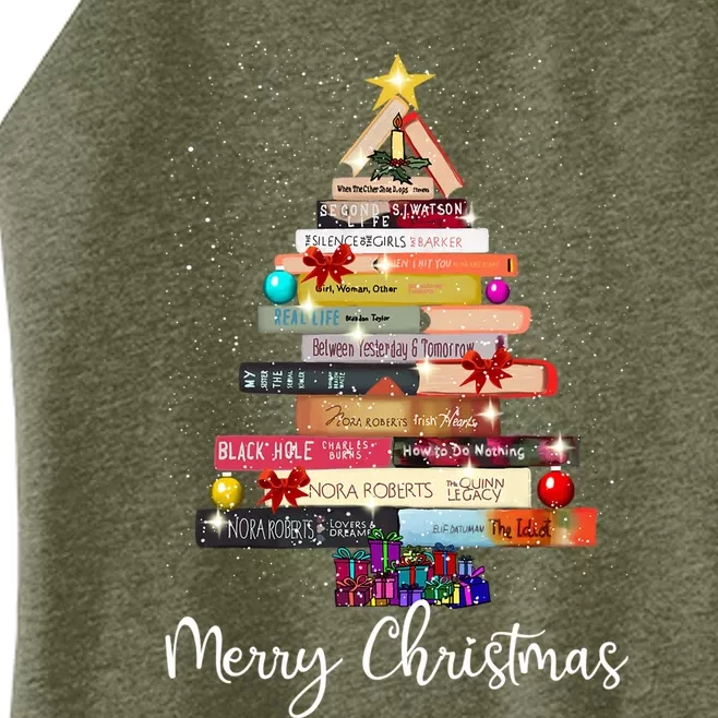 Book Christmas Tree For Book Lover Librarian Teacher Xmas Gift Women’s Perfect Tri Rocker Tank