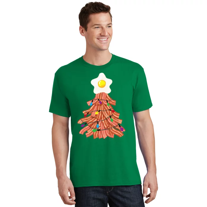 Bacon Christmas Tree Egg Top Funny Pork Lover Gift T-Shirt