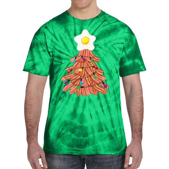 Bacon Christmas Tree Egg Top Funny Pork Lover Gift Tie-Dye T-Shirt