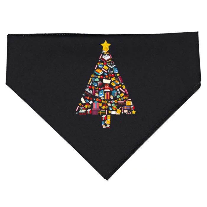 Books Christmas tree reading club Librarian Library Xmas USA-Made Doggie Bandana