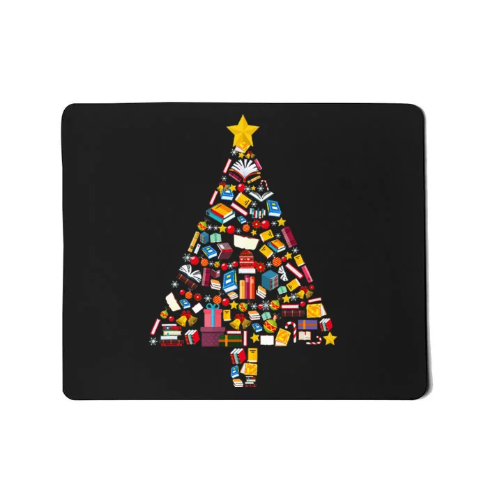 Books Christmas tree reading club Librarian Library Xmas Mousepad