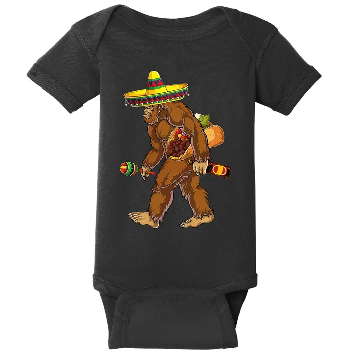 Bigfoot Carrying Taco El Squatcho Beer Pacho Sombrero Lover Baby Bodysuit