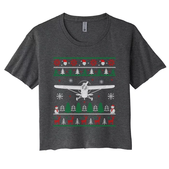 Best Christmas Thanksgiving For Pilot Aviator Airline Ugly Cool Gift Women's Crop Top Tee