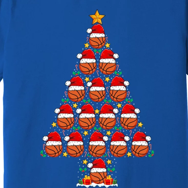 Basketball Christmas Tree Santa Hat Basketball Player Xmas Meaningful Gift Premium T-Shirt