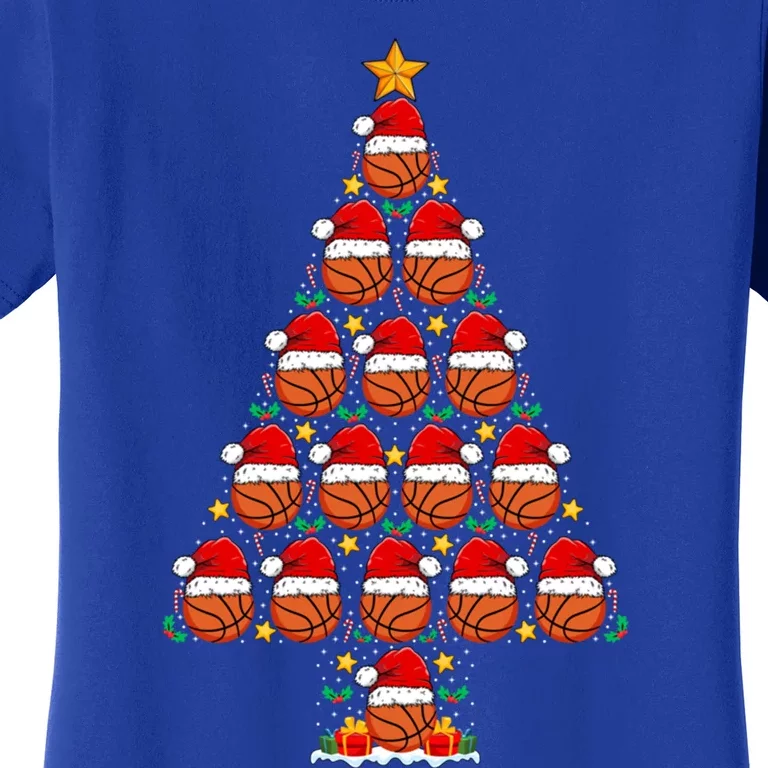 Basketball Christmas Tree Santa Hat Basketball Player Xmas Meaningful Gift Women's T-Shirt