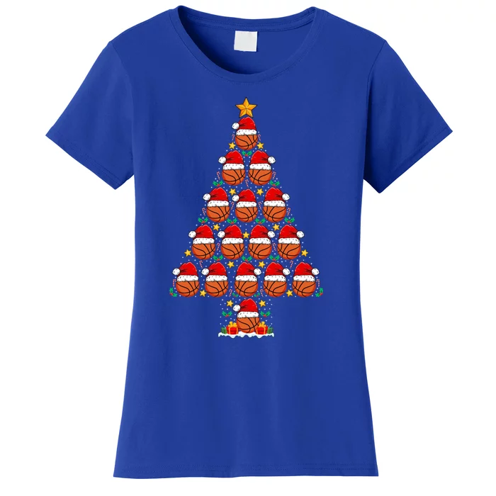 Basketball Christmas Tree Santa Hat Basketball Player Xmas Meaningful Gift Women's T-Shirt