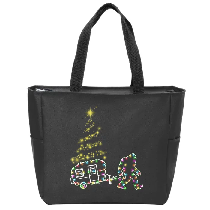 Bigfoot Camping Trailer Christmas Light Camper Xmas Gift Zip Tote Bag