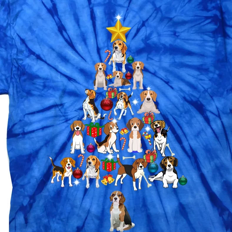 Beagle Christmas Tree Cool Gift Funny Xmas Beagle Gift Tie-Dye T-Shirt