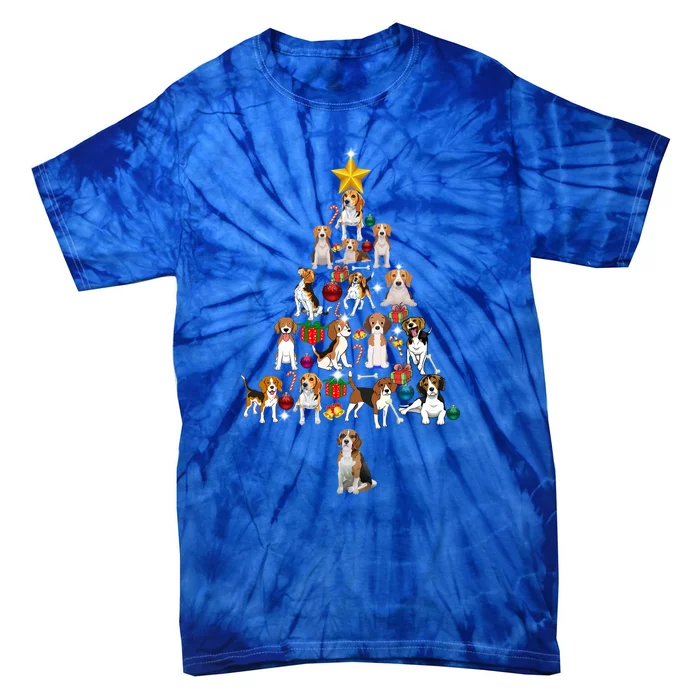 Beagle Christmas Tree Cool Gift Funny Xmas Beagle Gift Tie-Dye T-Shirt