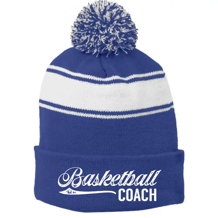 Basketball Coach Trainer Basketballer Coaching Great Gift Stripe Pom Pom Beanie