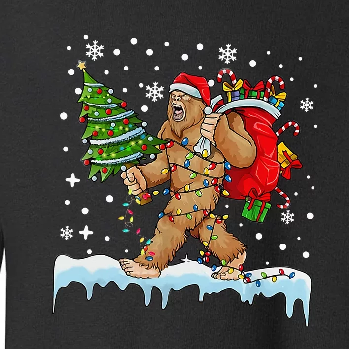 Bigfoot Christmas Tree Lights Xmas Sasquatch Lovers Toddler Sweatshirt