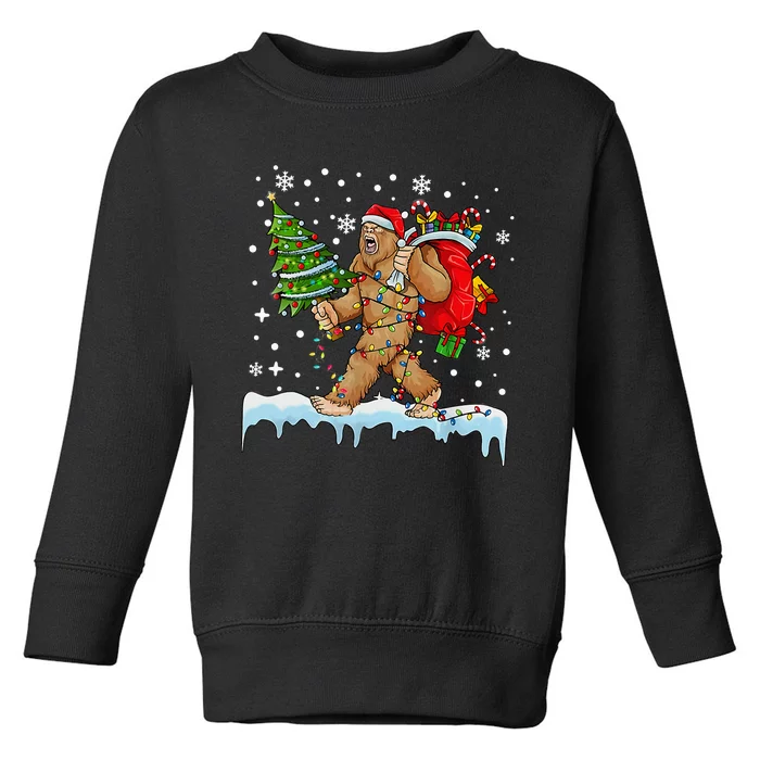 Bigfoot Christmas Tree Lights Xmas Sasquatch Lovers Toddler Sweatshirt