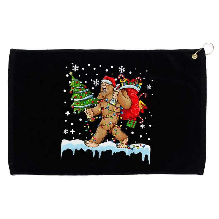 Bigfoot Christmas Tree Lights Xmas Sasquatch Lovers Grommeted Golf Towel