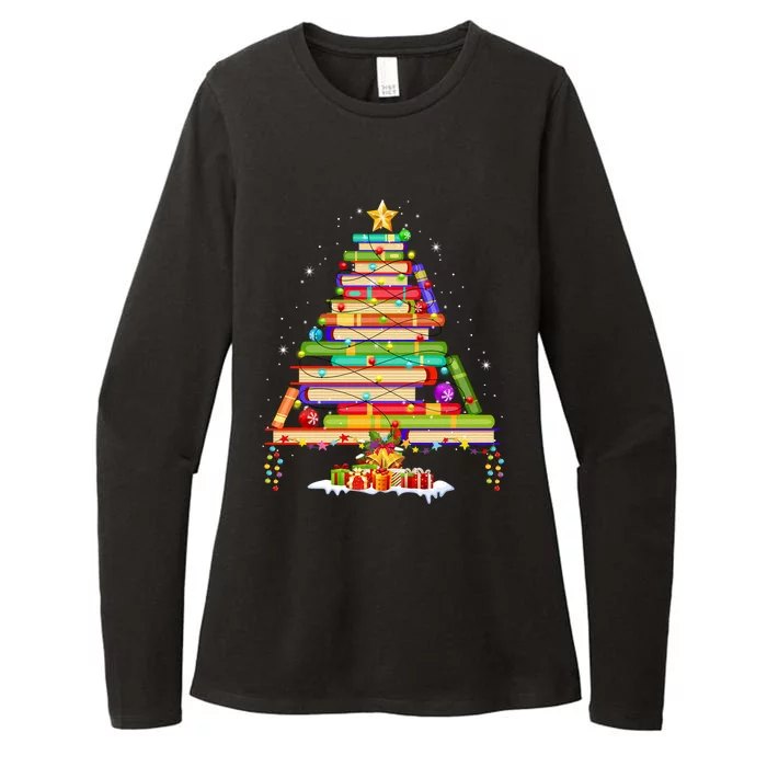 Books Christmas Tree Decor Xmas For Librarian Teacher Meaningful Gift Womens CVC Long Sleeve Shirt