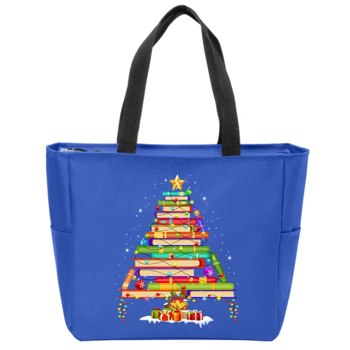 Books Christmas Tree Decor Xmas For Librarian Teacher Meaningful Gift Zip Tote Bag