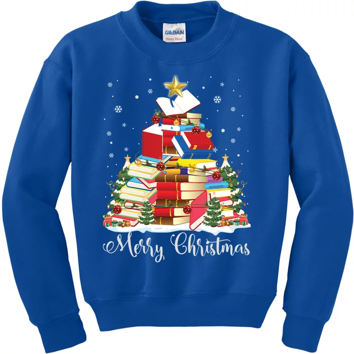 Books Christmas Tree Reading Gift Book Lover Pajama Funny Gift Kids Sweatshirt