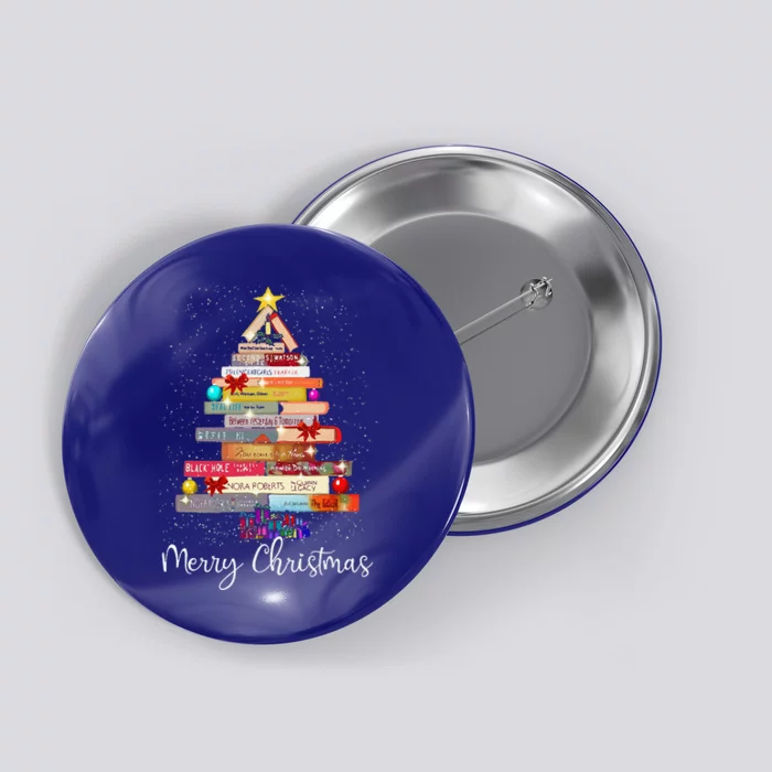 Book Christmas Tree For Book Lover Librarian Teachers Xmas Button