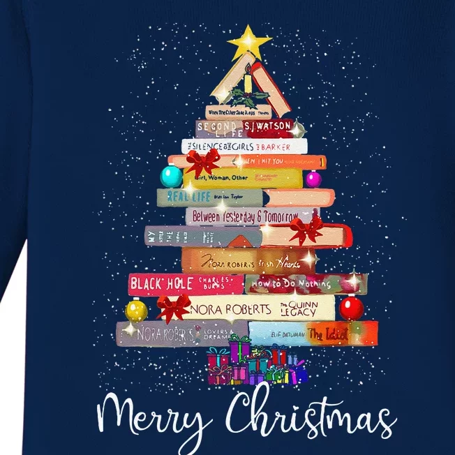 Book Christmas Tree For Book Lover Librarian Teachers Xmas Baby Long Sleeve Bodysuit