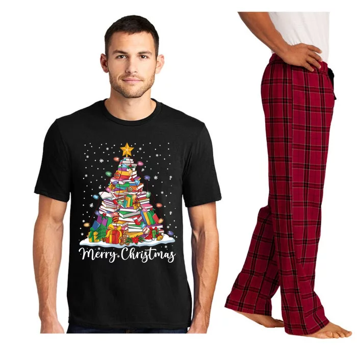 Books Christmas Tree Funny Love Reading Book Lover Librarian Gift Pajama Set